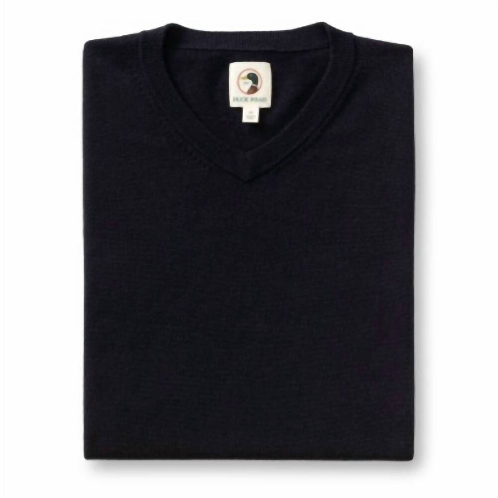 NEW DUCK HEAD men's buckley merino v-neck sweater in navy